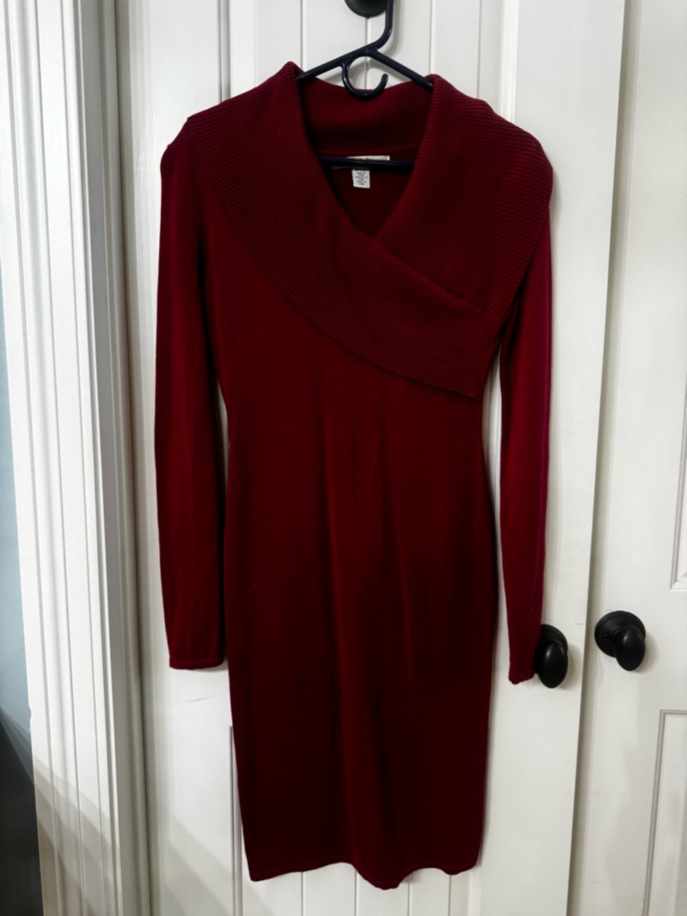 Kenneth Cole New York Burgundy Long-Sleeve Sweater Dress